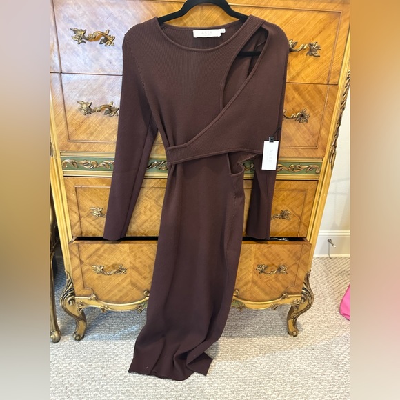 New ASTR The Label Alora Cutout Sweater Brown Midi Dress Sz L - Picture 2 of 8